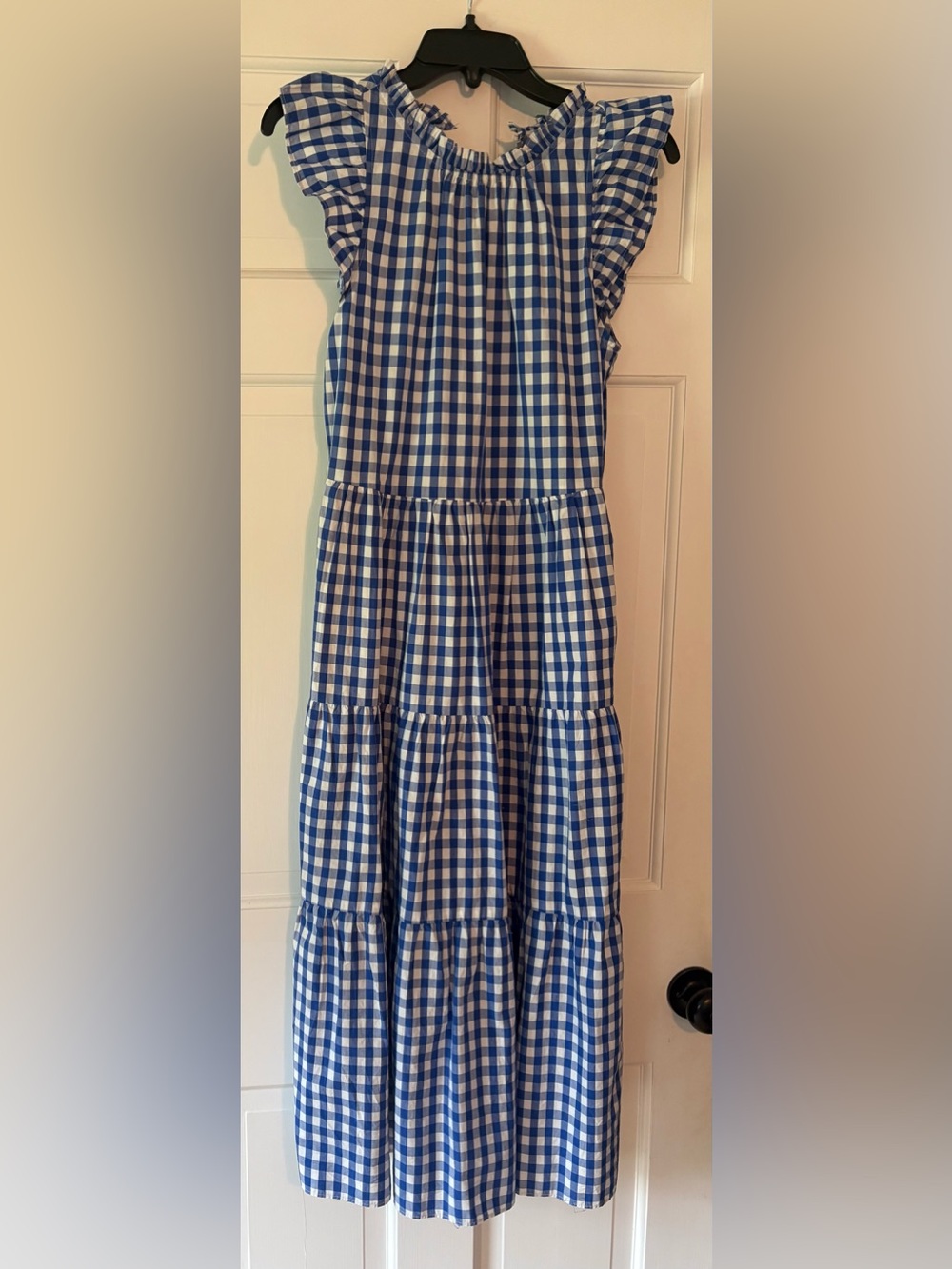J. Crew Blue and White Gingham Maxi Dress